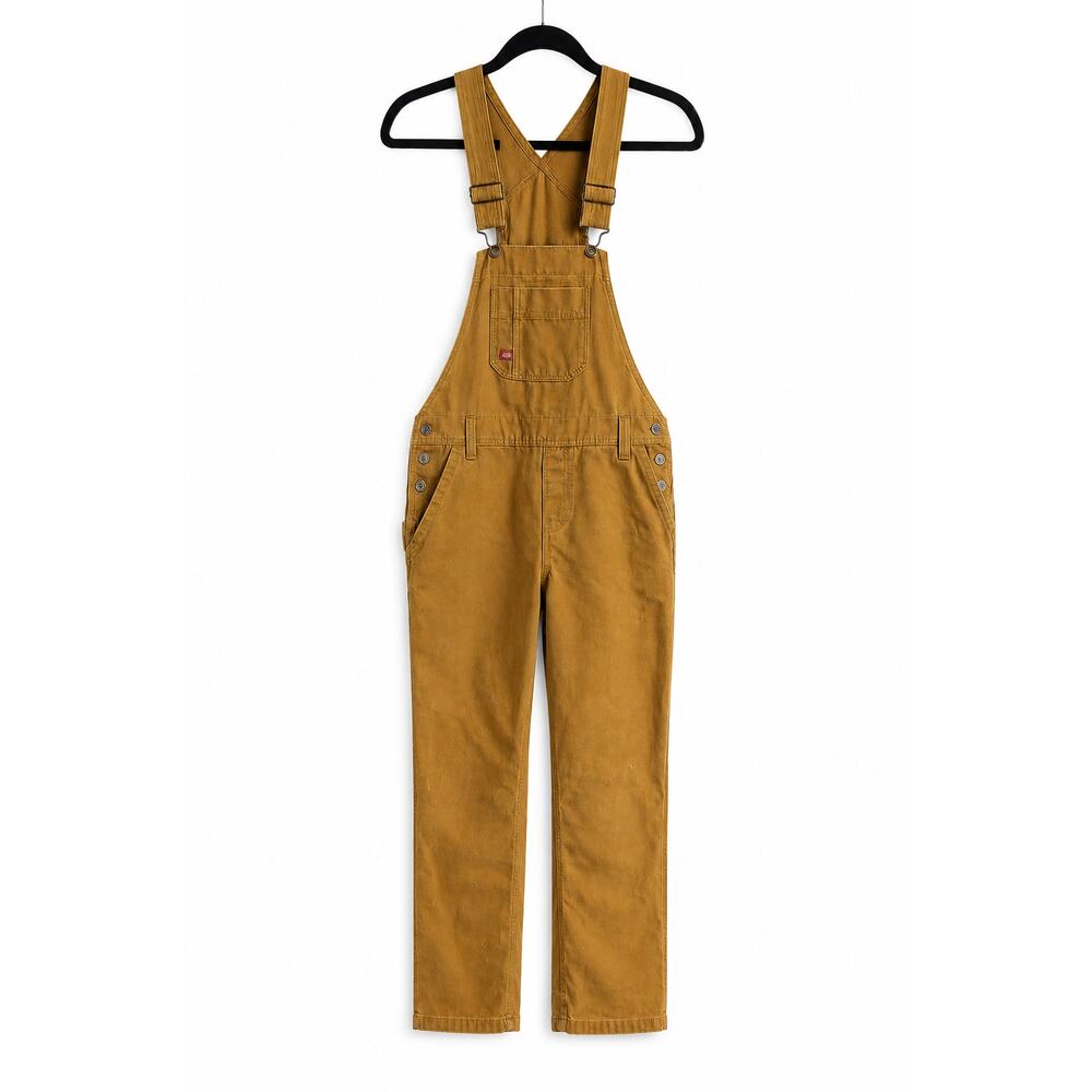 DICKIES Bib Overalls XS Brown Utility Relaxed Fit Workwear Cotton Adjustable